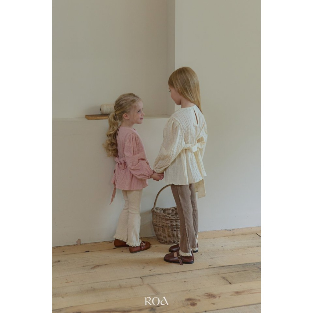 正韓童裝 Roa 襯衫洋裝型綁帶上衣-細節圖2