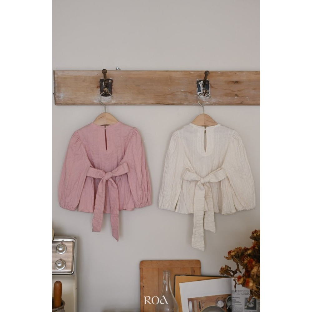 正韓童裝 Roa 襯衫洋裝型綁帶上衣-細節圖4