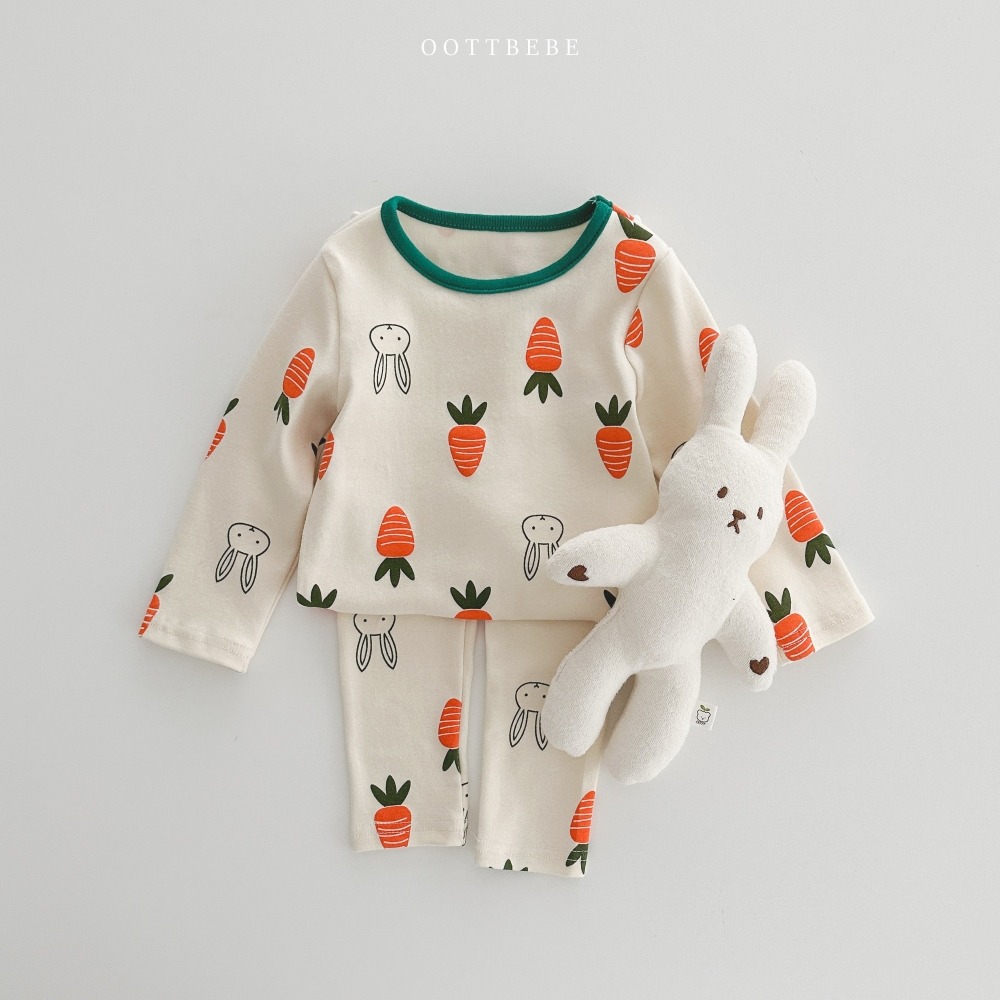 正韓童裝 OottBebe  兔兔愛吃紅蘿蔔 寶寶兒童款居家服睡衣-細節圖10