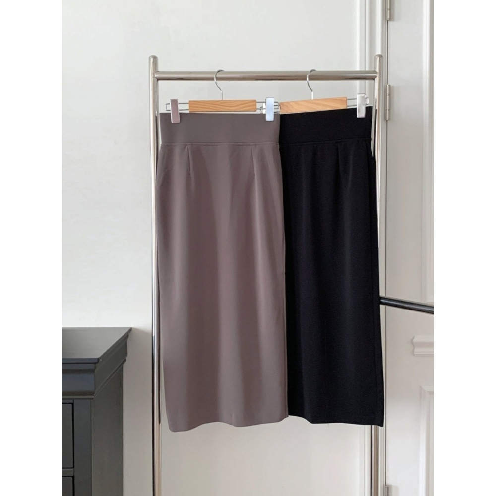 韓國女裝 顯瘦-5kg小腹收收後開衩中長裙-細節圖10