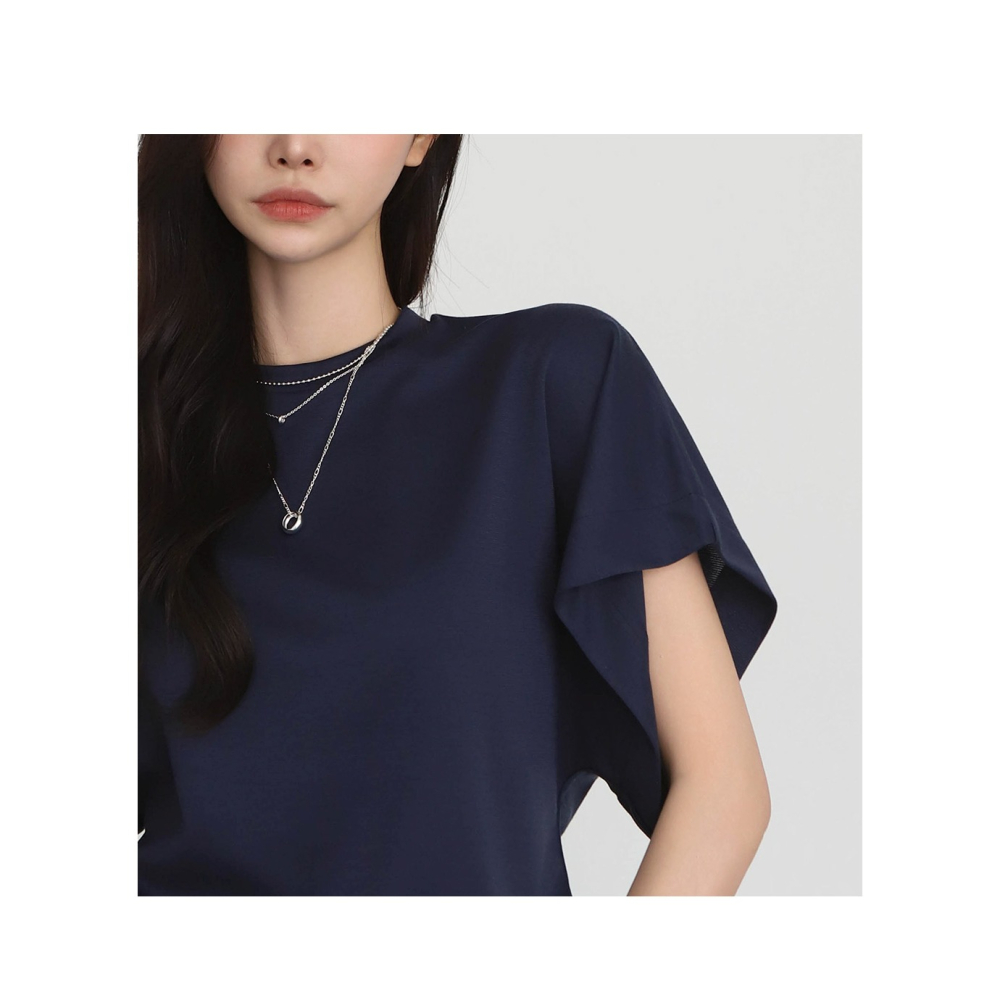 韓國女裝 Bylove 素面OL短袖彈性收腰寬袖上衣-細節圖5