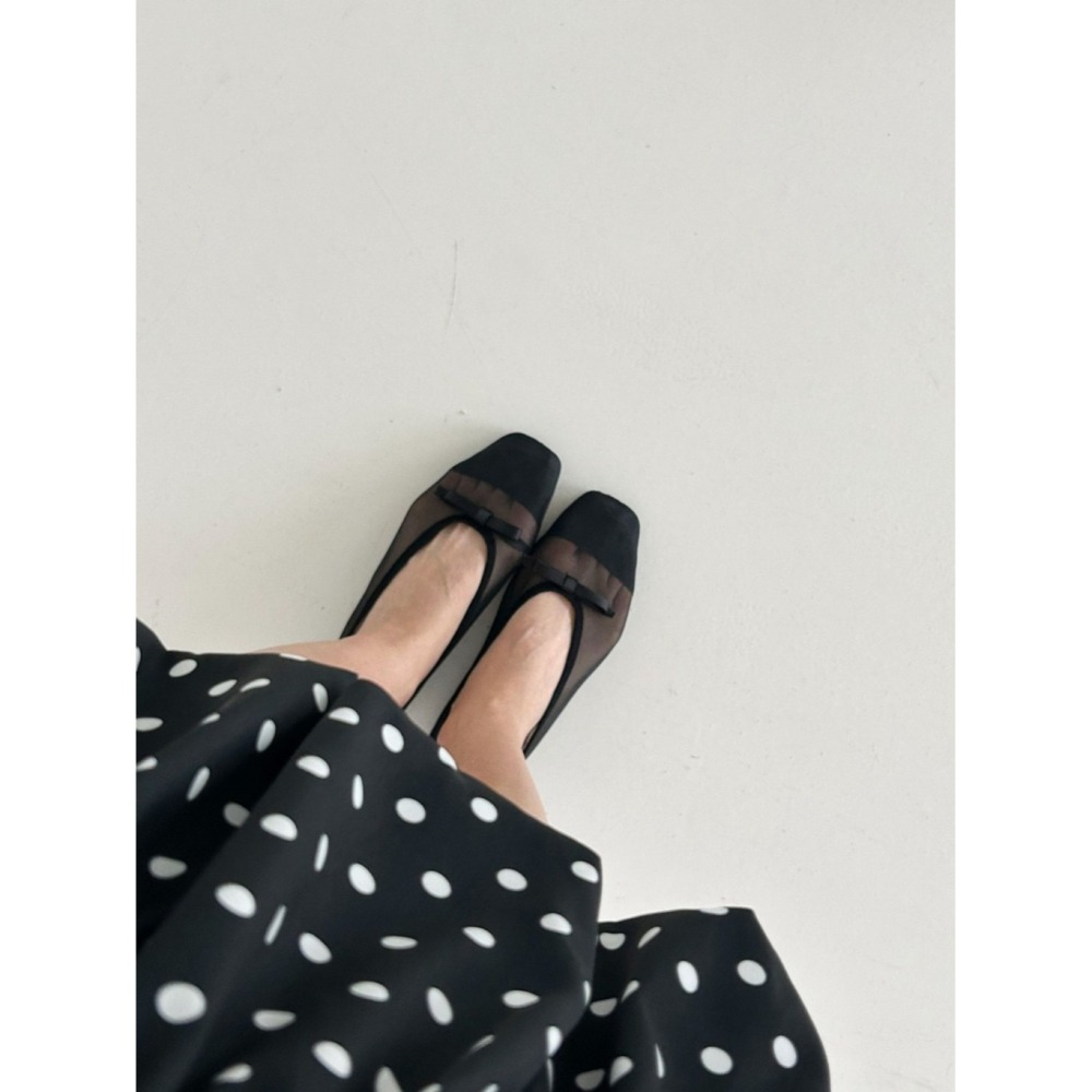 韓國女裝女鞋  Fromb  迷霧感微裸蝴蝶結女伶娃娃鞋-細節圖3