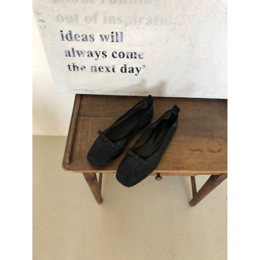 韓國女裝女鞋  Fromb  迷霧感微裸蝴蝶結女伶娃娃鞋-細節圖6