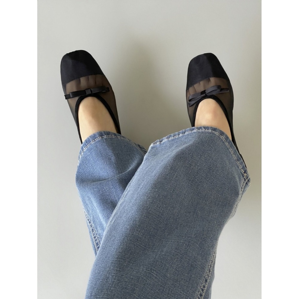 韓國女裝女鞋  Fromb  迷霧感微裸蝴蝶結女伶娃娃鞋-細節圖7