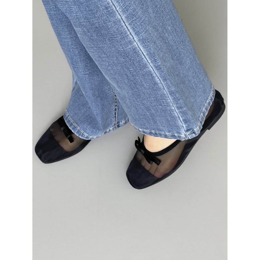 韓國女裝女鞋  Fromb  迷霧感微裸蝴蝶結女伶娃娃鞋-細節圖9