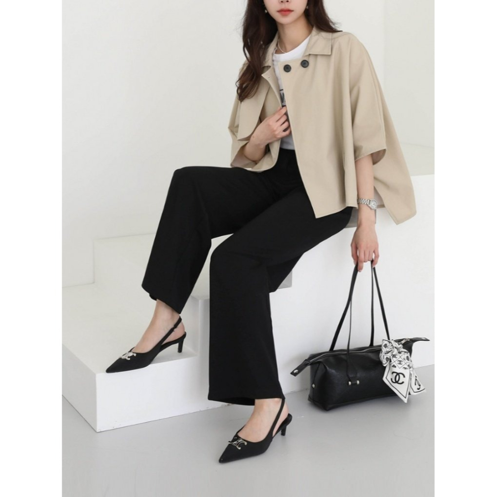 韓國女裝 Cornershop 微涼感西裝料長版褲-細節圖2