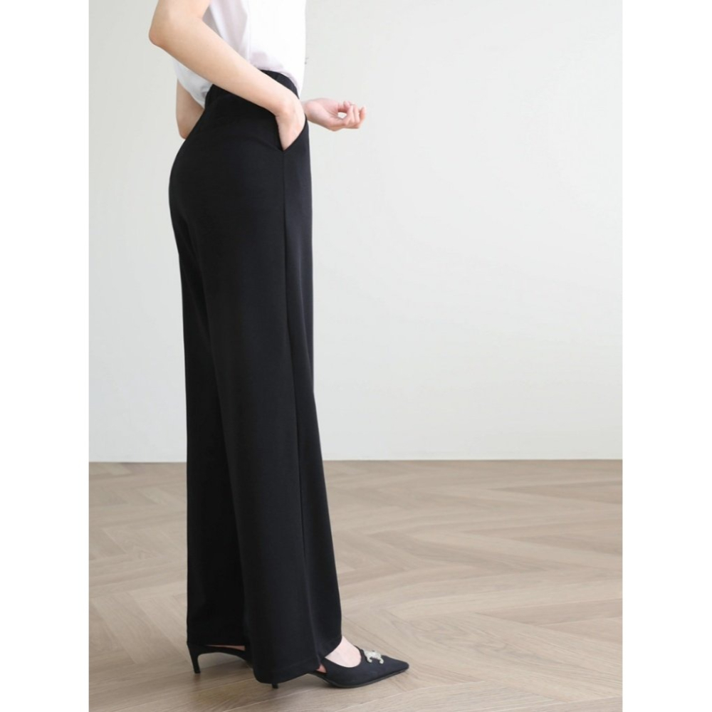 韓國女裝 Cornershop 微涼感西裝料長版褲-細節圖3