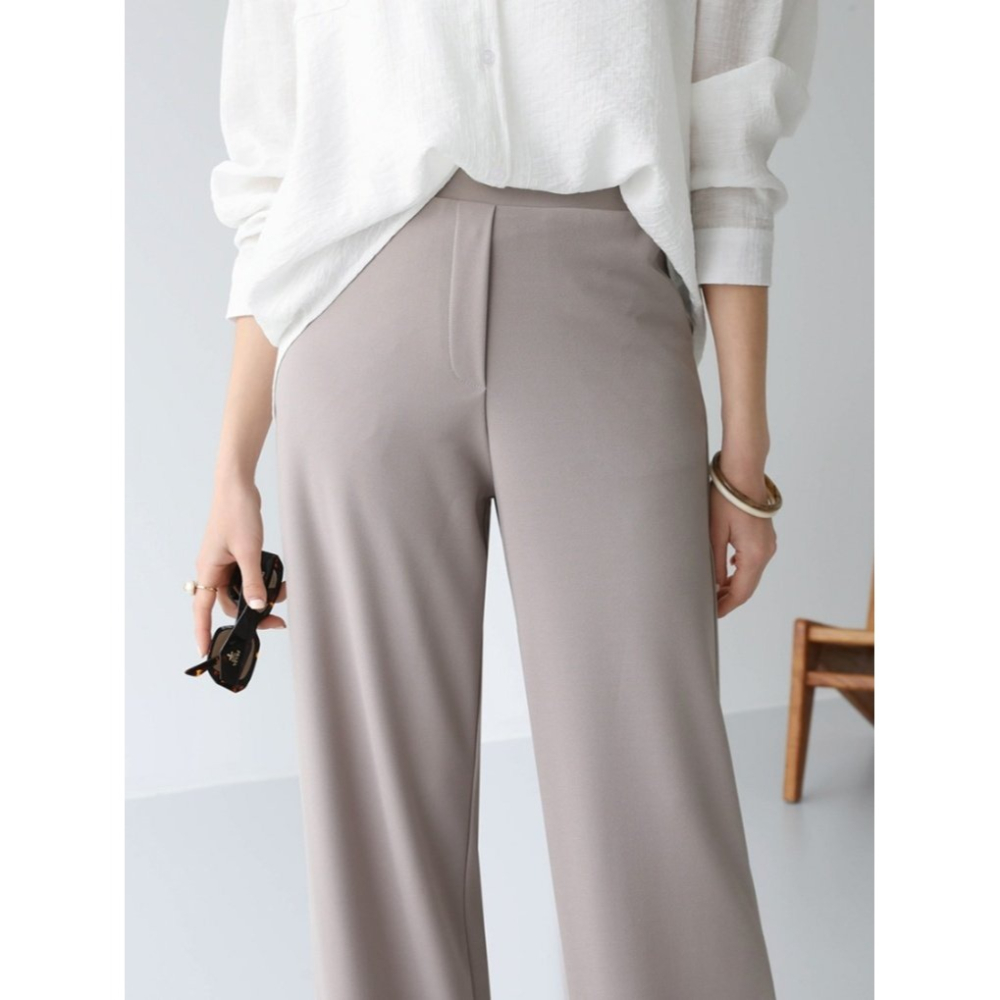 韓國女裝 Cornershop 微涼感西裝料長版褲-細節圖5