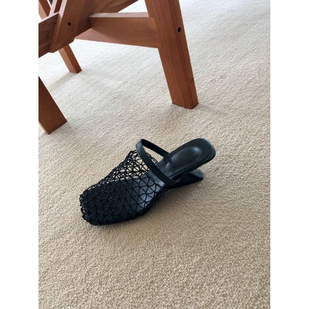 韓國女裝女鞋  Fromb  編織鏤空透氣包頭半拖鞋跟鞋-細節圖2