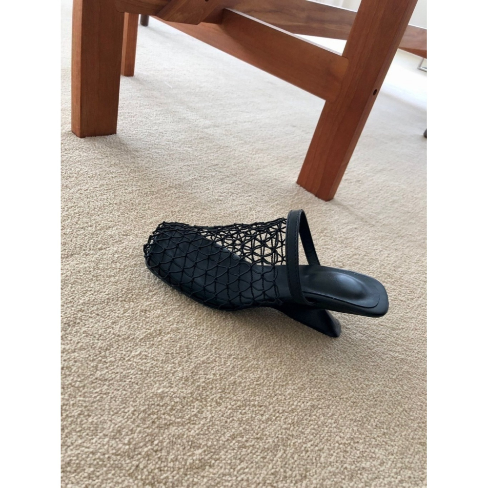 韓國女裝女鞋  Fromb  編織鏤空透氣包頭半拖鞋跟鞋-細節圖4