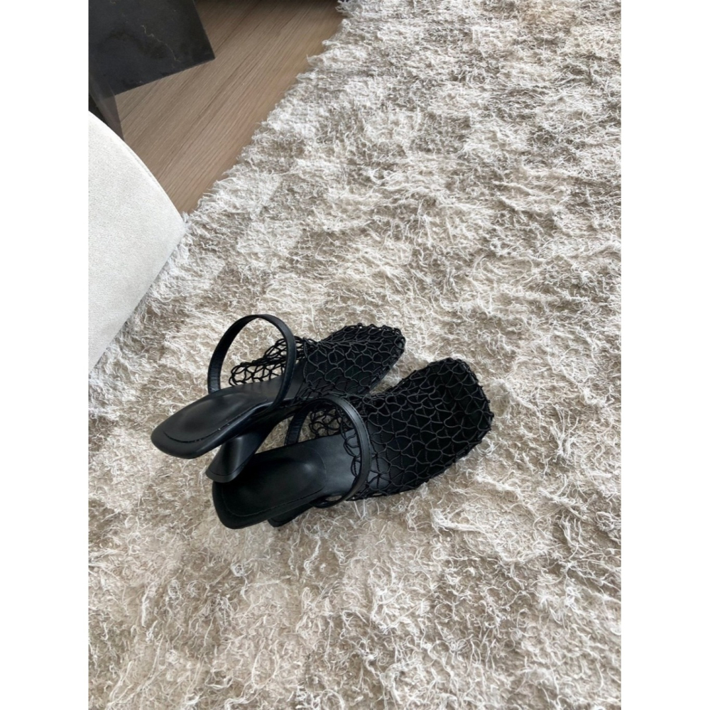 韓國女裝女鞋  Fromb  編織鏤空透氣包頭半拖鞋跟鞋-細節圖5