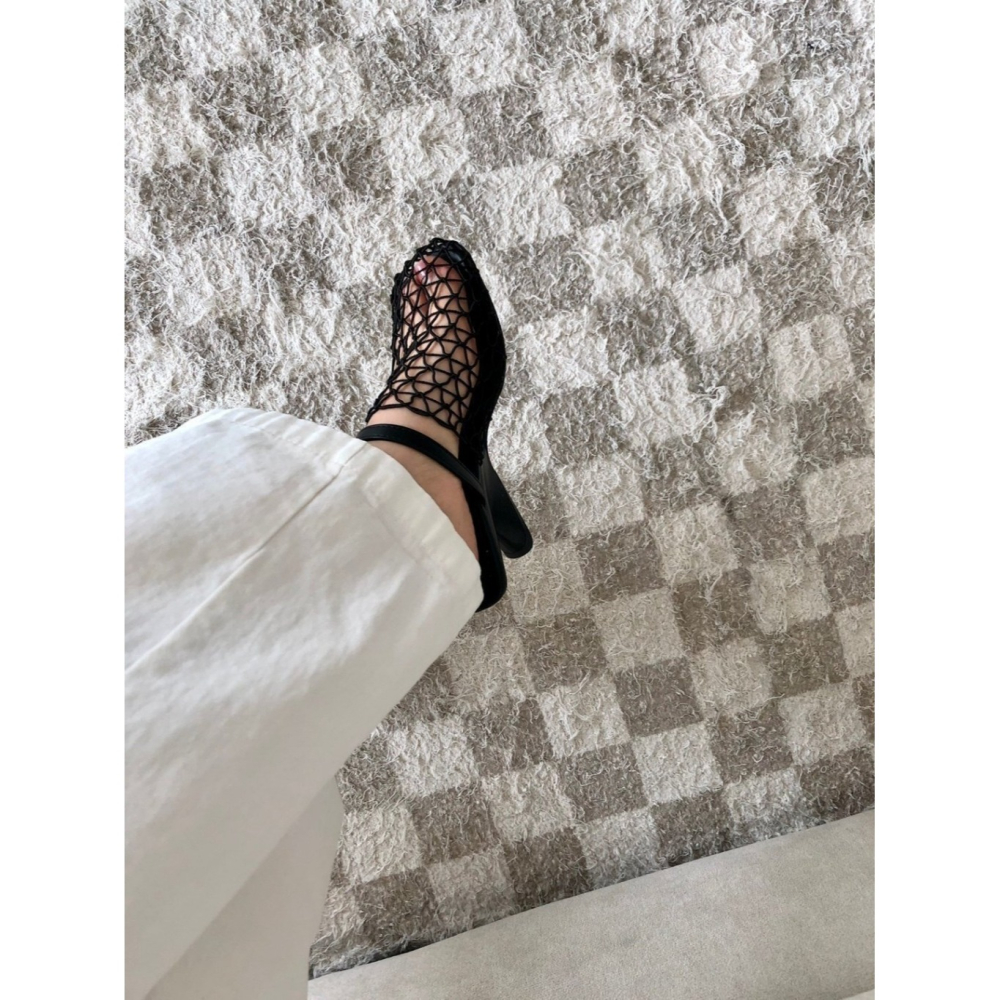 韓國女裝女鞋  Fromb  編織鏤空透氣包頭半拖鞋跟鞋-細節圖7