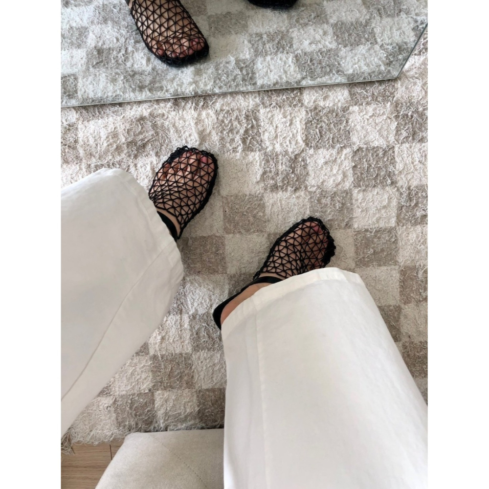 韓國女裝女鞋  Fromb  編織鏤空透氣包頭半拖鞋跟鞋-細節圖9