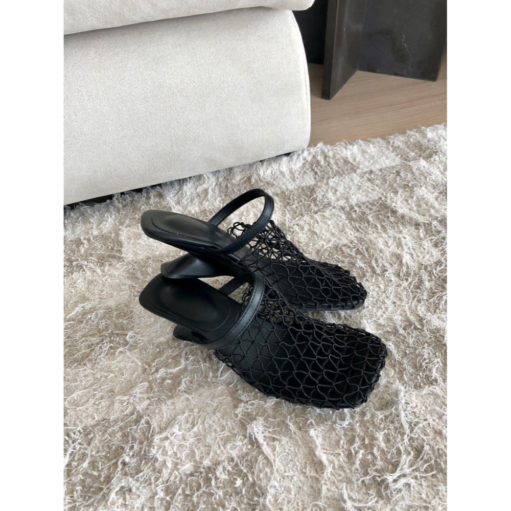 韓國女裝女鞋  Fromb  編織鏤空透氣包頭半拖鞋跟鞋-細節圖11