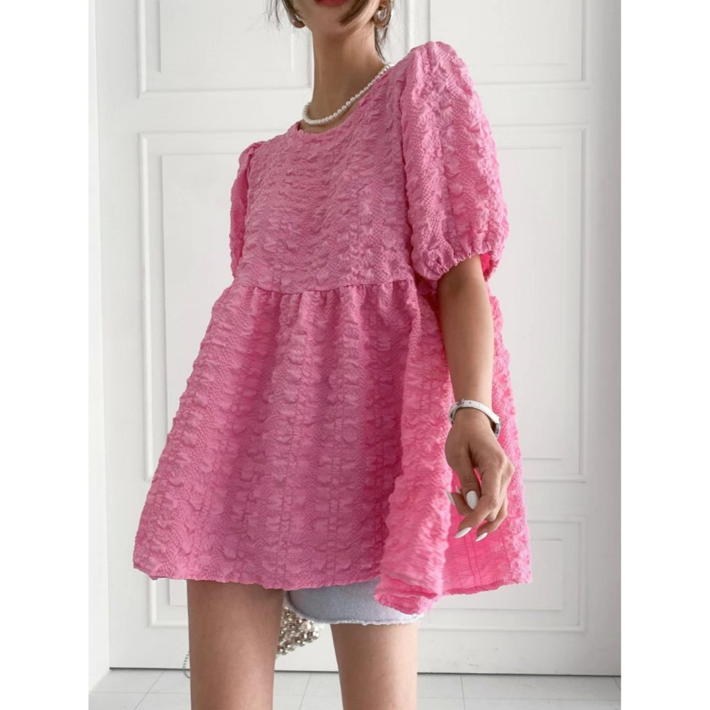 韓國女裝 Byyoul 泡泡袖荷葉邊娃娃衫-細節圖2