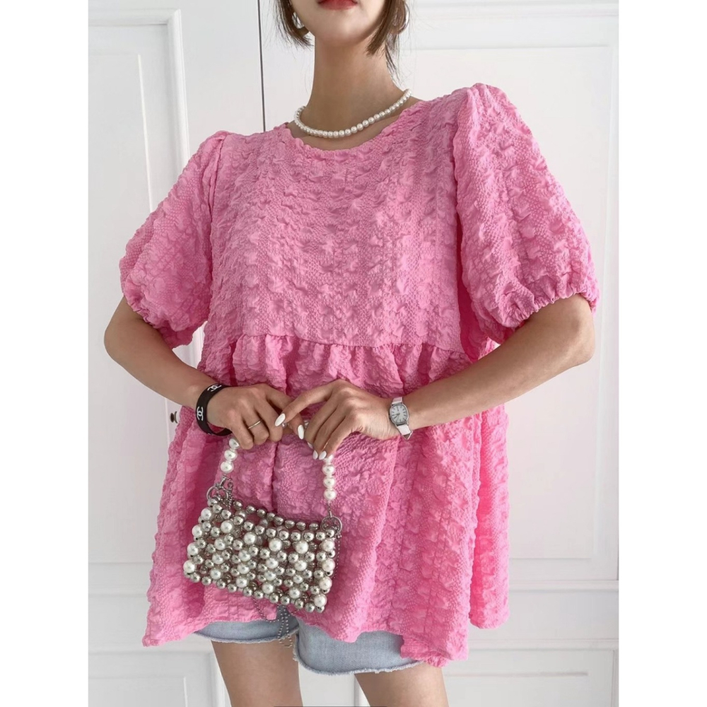 韓國女裝 Byyoul 泡泡袖荷葉邊娃娃衫-細節圖4