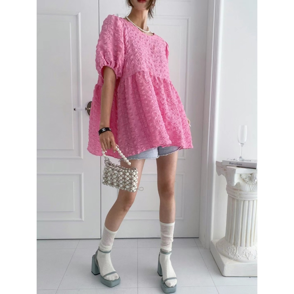 韓國女裝 Byyoul 泡泡袖荷葉邊娃娃衫-細節圖5