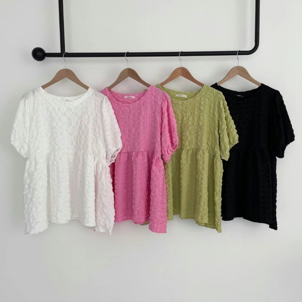 韓國女裝 Byyoul 泡泡袖荷葉邊娃娃衫-細節圖7