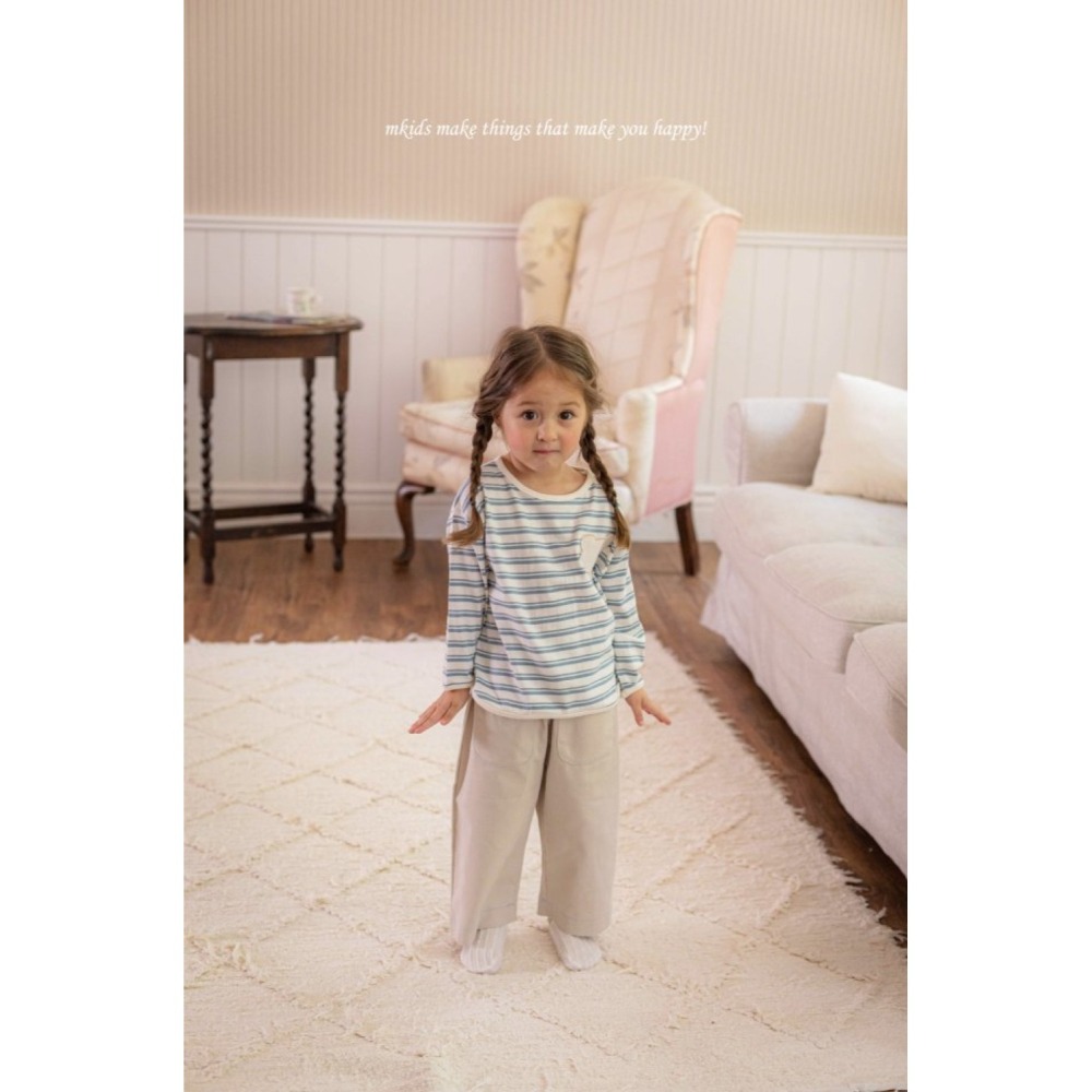 正韓童裝 M-KIDS 熊熊口袋條紋 寶寶兒童款衣服-細節圖5