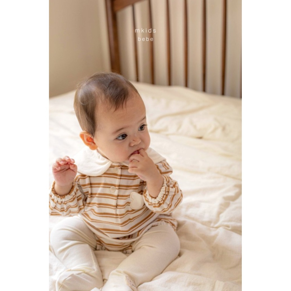 正韓童裝 M-KIDS 熊熊口袋條紋 寶寶兒童款衣服-細節圖9