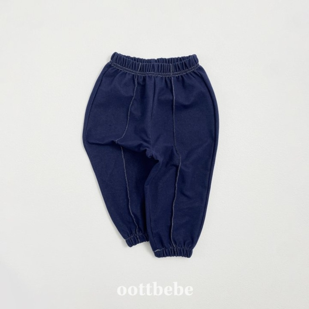 正韓童裝 OottBebe 直壓摺縮口鬆緊牛仔褲-細節圖2
