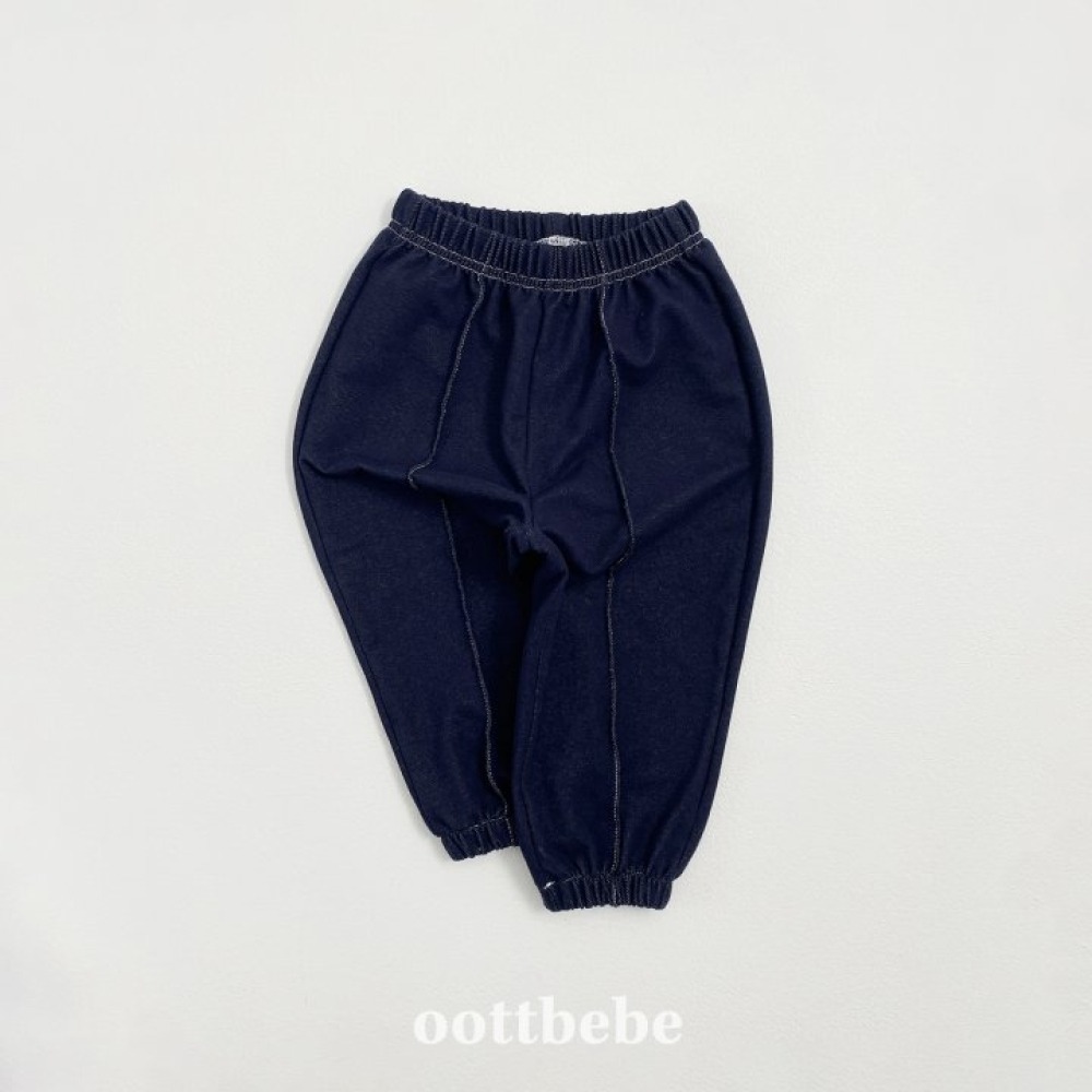 正韓童裝 OottBebe 直壓摺縮口鬆緊牛仔褲-細節圖3