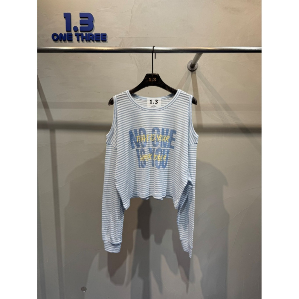 韓國女裝 Onethree 橫條挖肩T恤-細節圖7