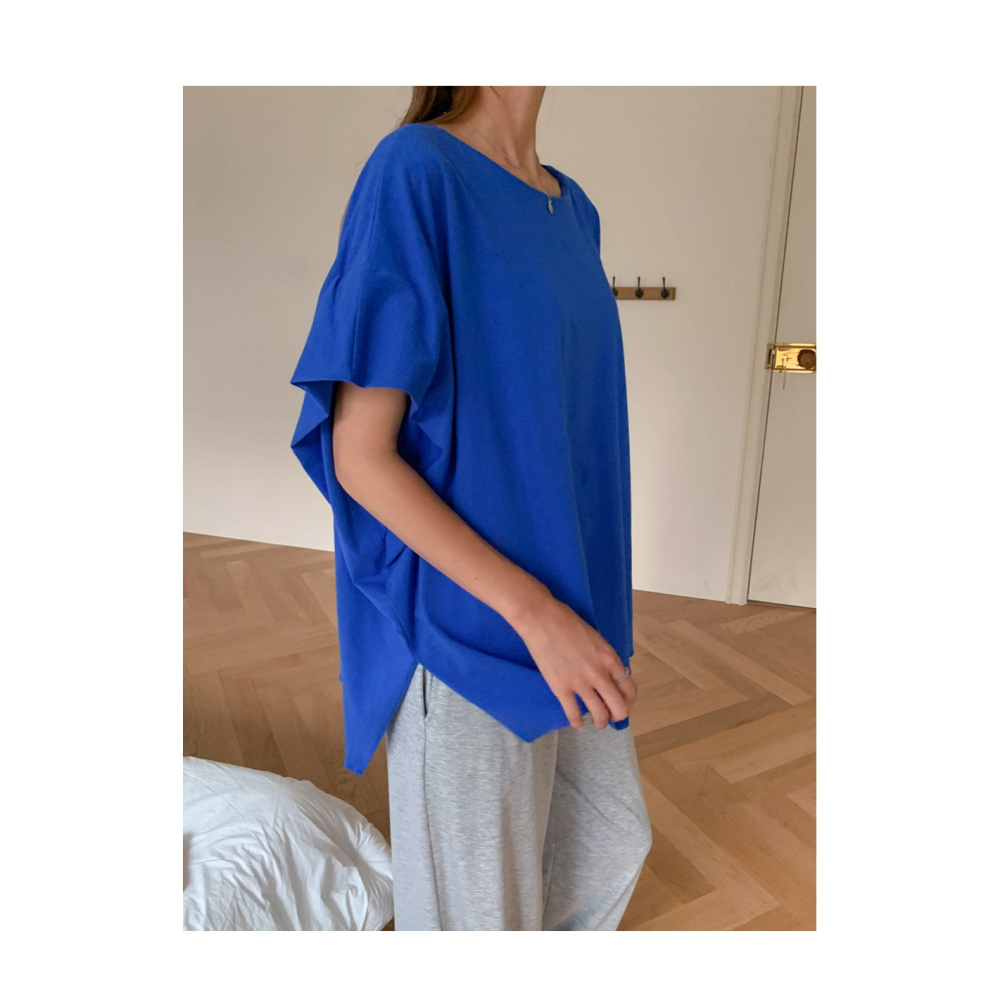 韓國女裝 Purple 船領蝴蝶版簡約素色T恤-細節圖2