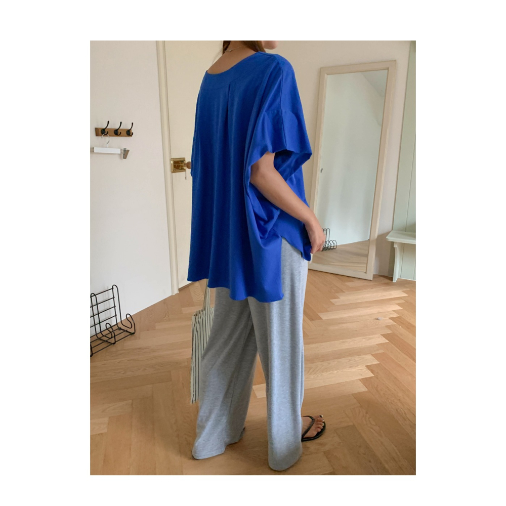 韓國女裝 Purple 船領蝴蝶版簡約素色T恤-細節圖3