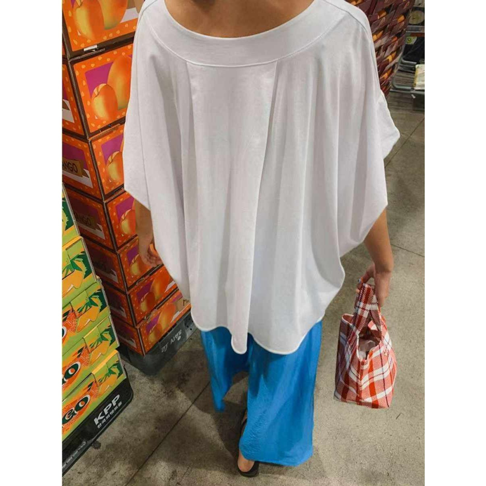 韓國女裝 Purple 船領蝴蝶版簡約素色T恤-細節圖7