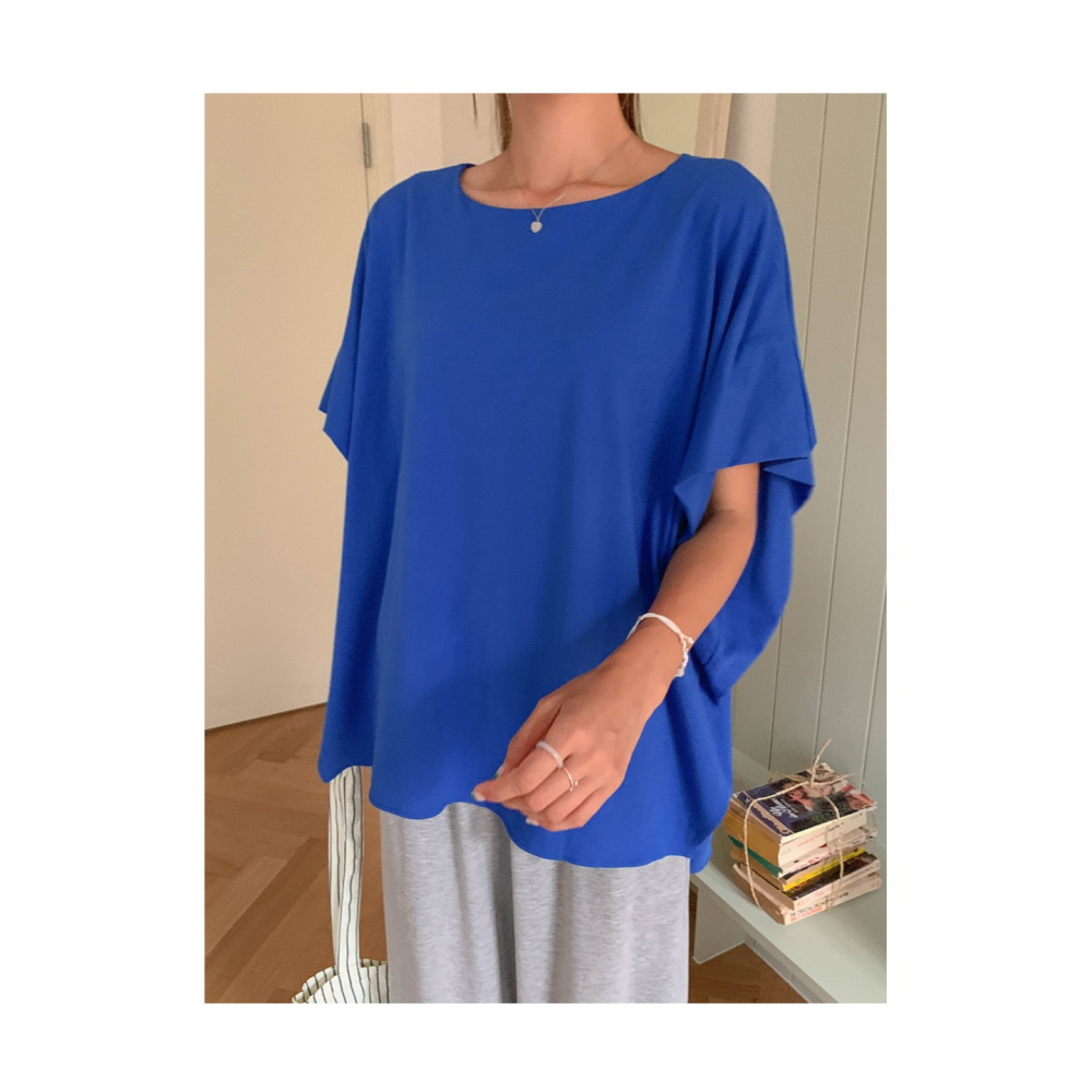 韓國女裝 Purple 船領蝴蝶版簡約素色T恤-細節圖10