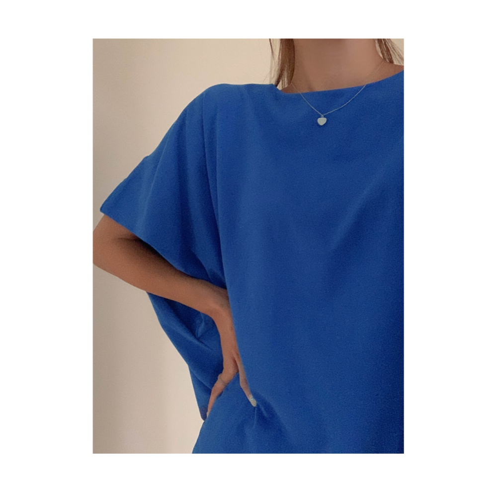 韓國女裝 Purple 船領蝴蝶版簡約素色T恤-細節圖11