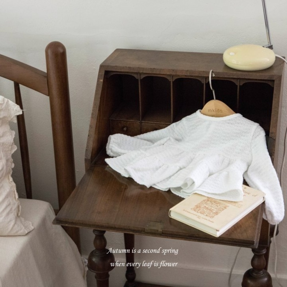 正韓童裝 M-KIDS 蓬鬆蛋糕長袖束口洋裝型上衣-細節圖3