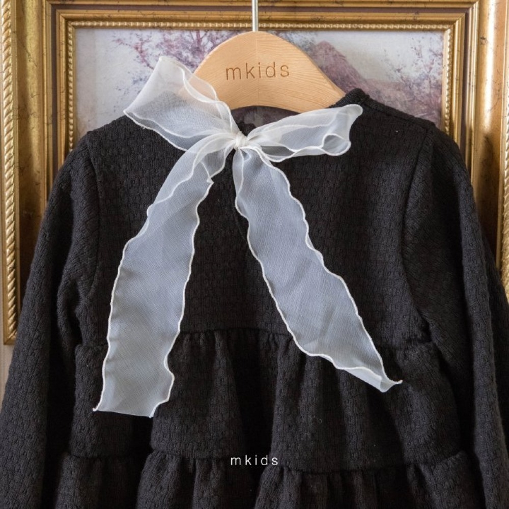 正韓童裝 M-KIDS 蓬鬆蛋糕長袖束口洋裝型上衣-細節圖5