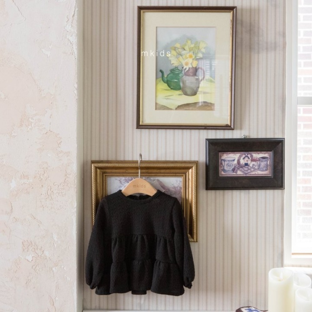 正韓童裝 M-KIDS 蓬鬆蛋糕長袖束口洋裝型上衣-細節圖8