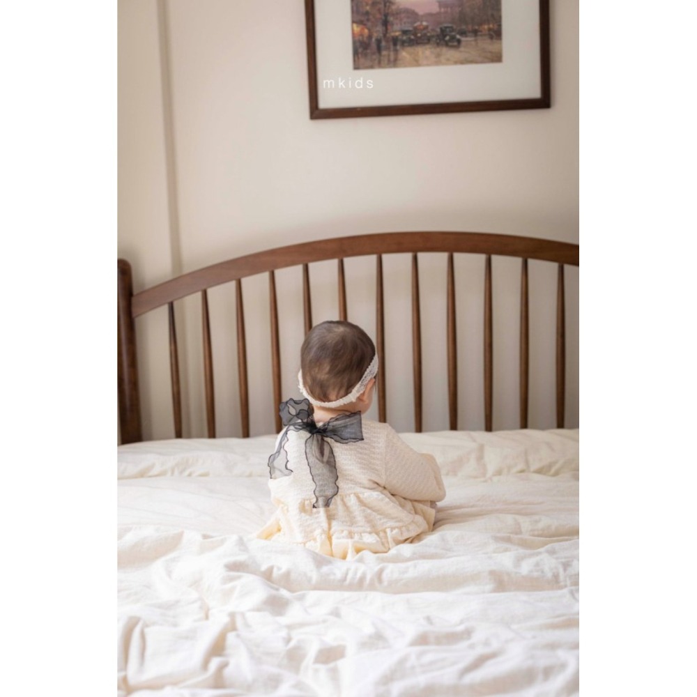 正韓童裝 M-KIDS 蓬鬆蛋糕長袖束口洋裝型上衣-細節圖9