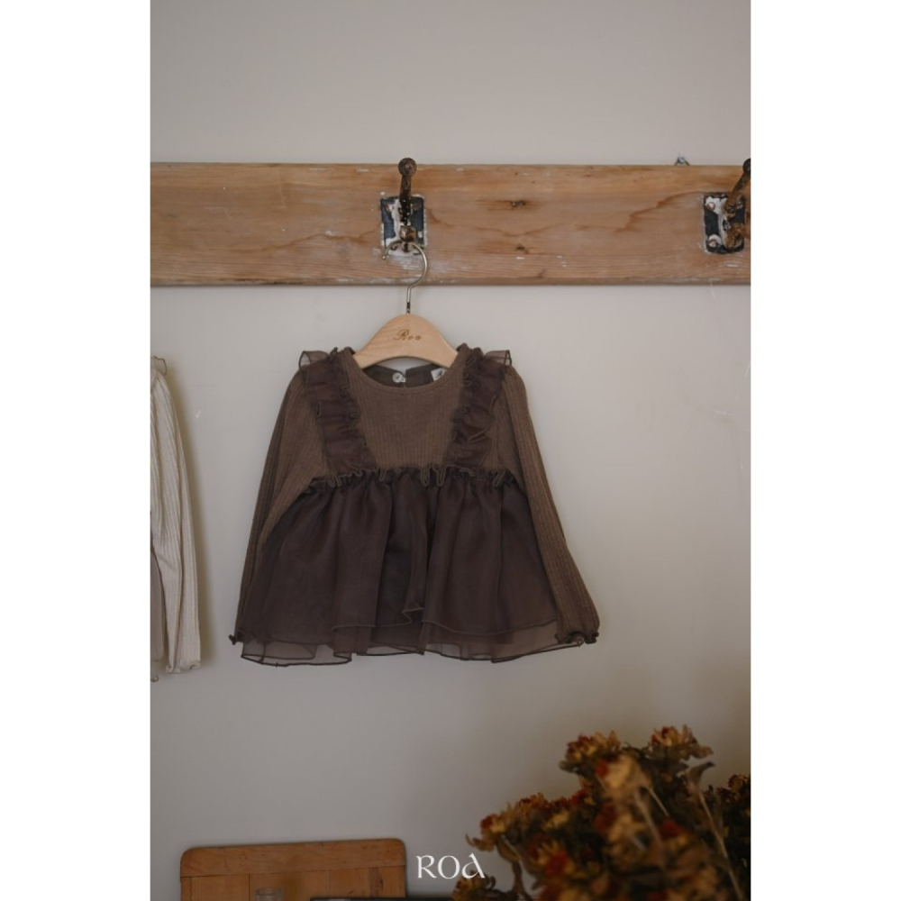 正韓童裝 Roa 荷葉摺邊層次澎澎紗長T上衣-細節圖4