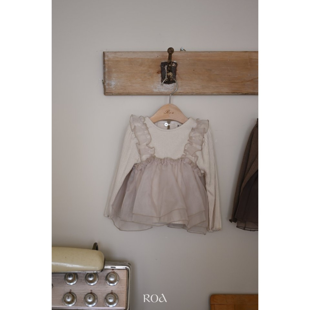 正韓童裝 Roa 荷葉摺邊層次澎澎紗長T上衣-細節圖5