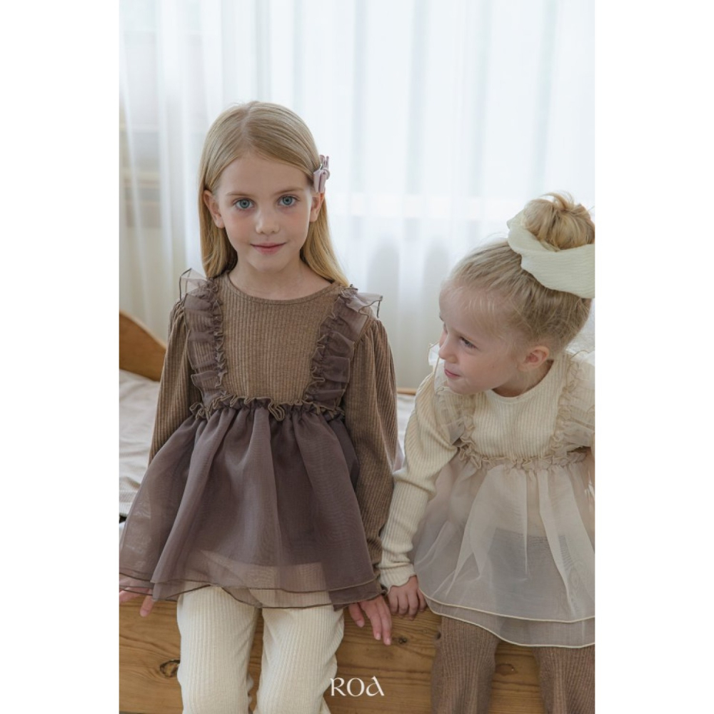 正韓童裝 Roa 荷葉摺邊層次澎澎紗長T上衣-細節圖6