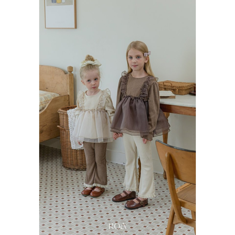 正韓童裝 Roa 荷葉摺邊層次澎澎紗長T上衣-細節圖8