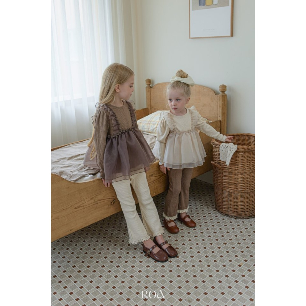 正韓童裝 Roa 荷葉摺邊層次澎澎紗長T上衣-細節圖9