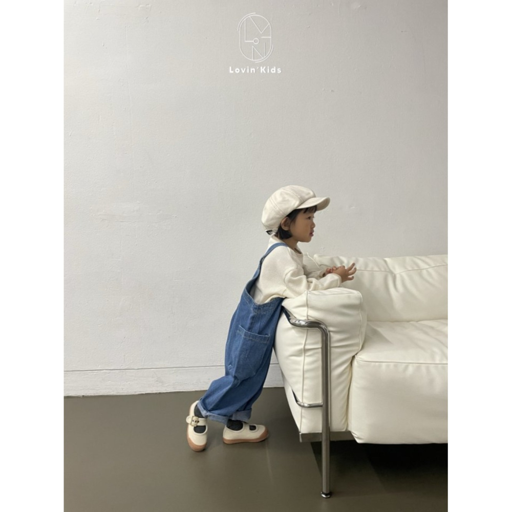 正韓童裝 SPIN 大口袋寬版牛仔吊帶褲-細節圖9