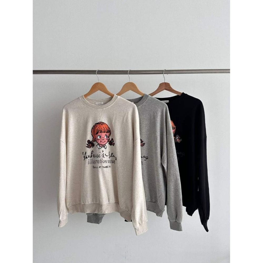 韓國女裝 Lego 麻辮女孩手繪圖風T恤-細節圖7