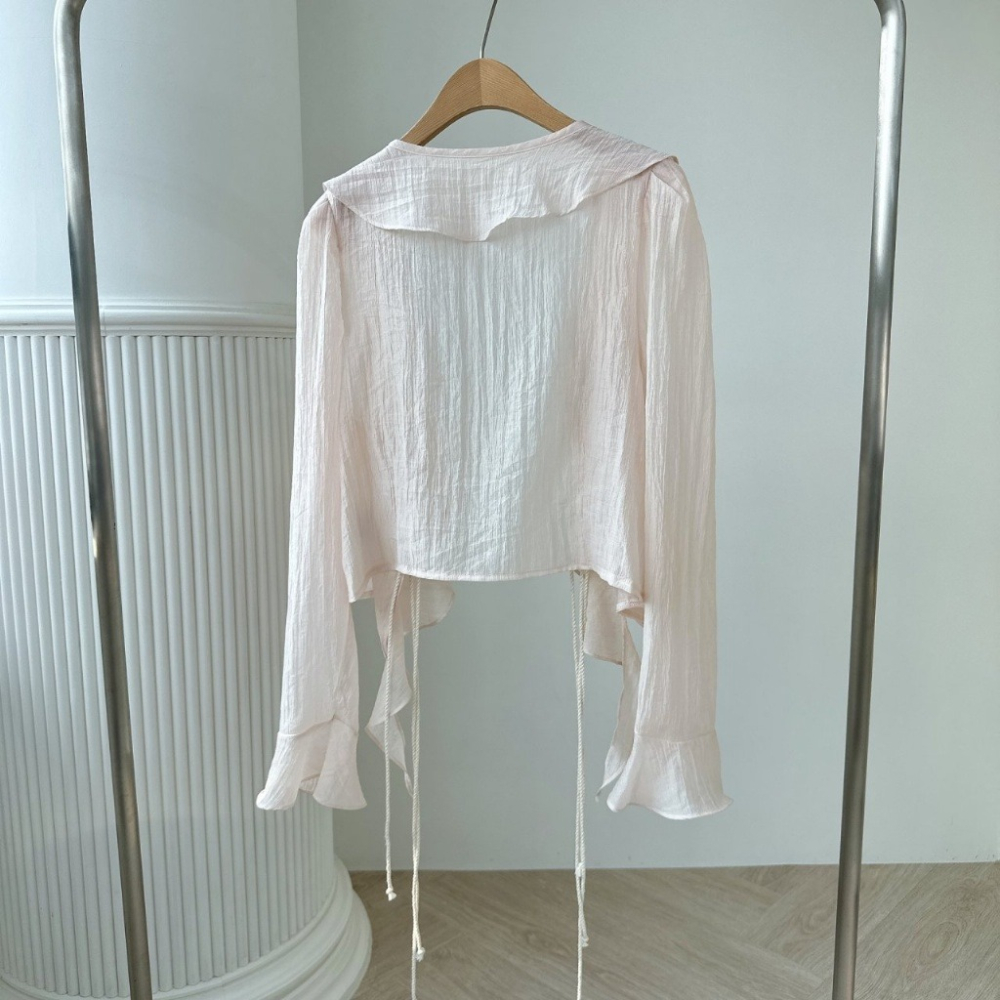 韓國女裝 Palette 甜美飄逸荷葉波浪邊上衣-細節圖7