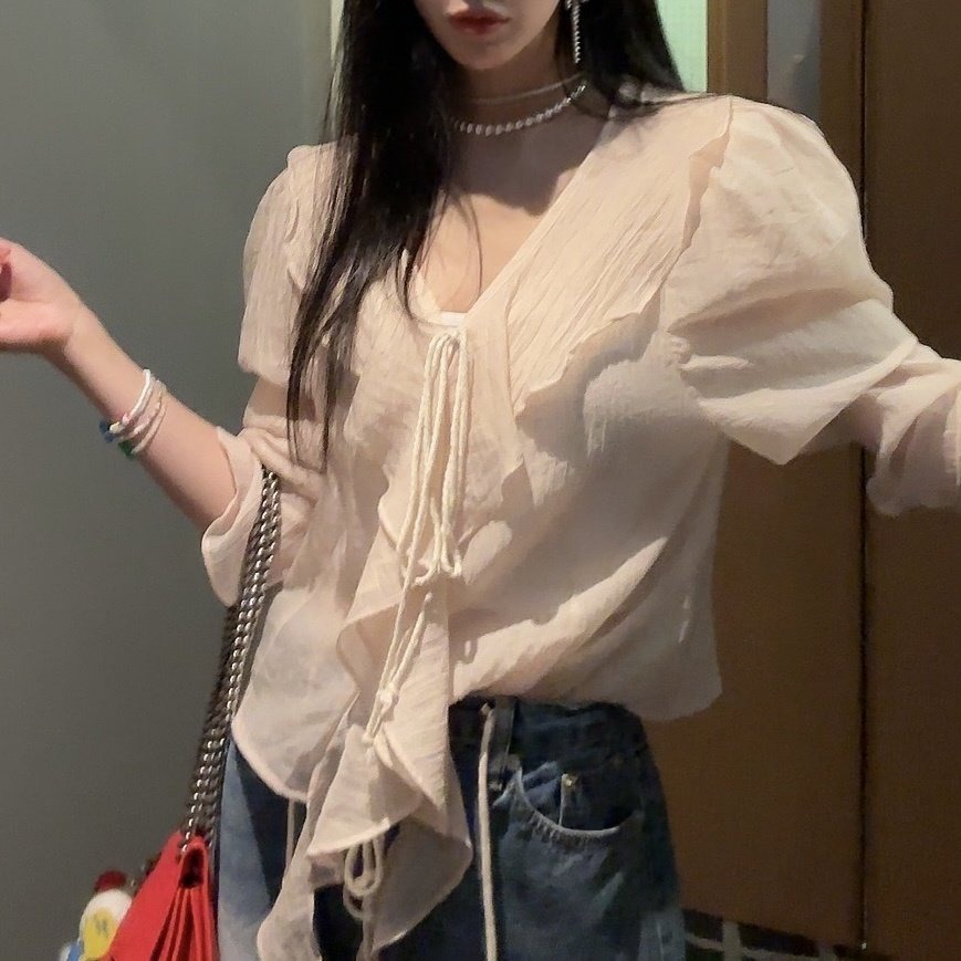 韓國女裝 Palette 甜美飄逸荷葉波浪邊上衣-細節圖9