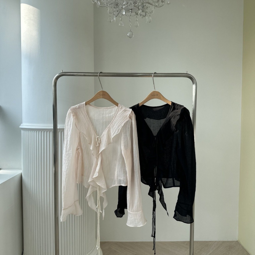 韓國女裝 Palette 甜美飄逸荷葉波浪邊上衣-細節圖11