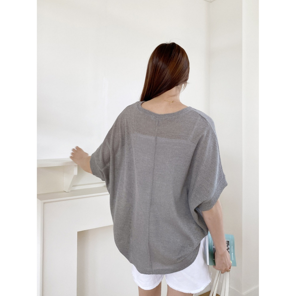 韓國女裝 Sf-PZ 寬鬆短袖針織衫-細節圖4