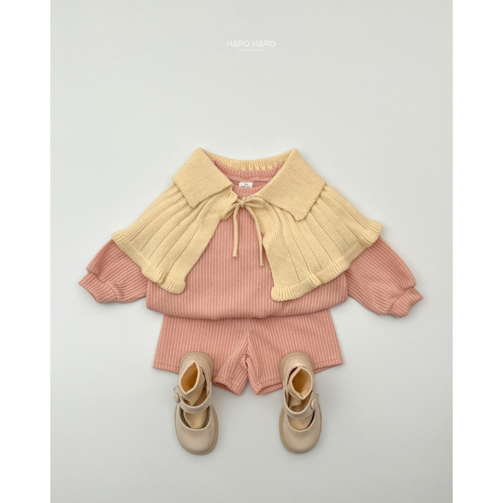 正韓童裝 Haro Haro 秋楓木針織 莫蘭迪坑條紋套裝-細節圖2