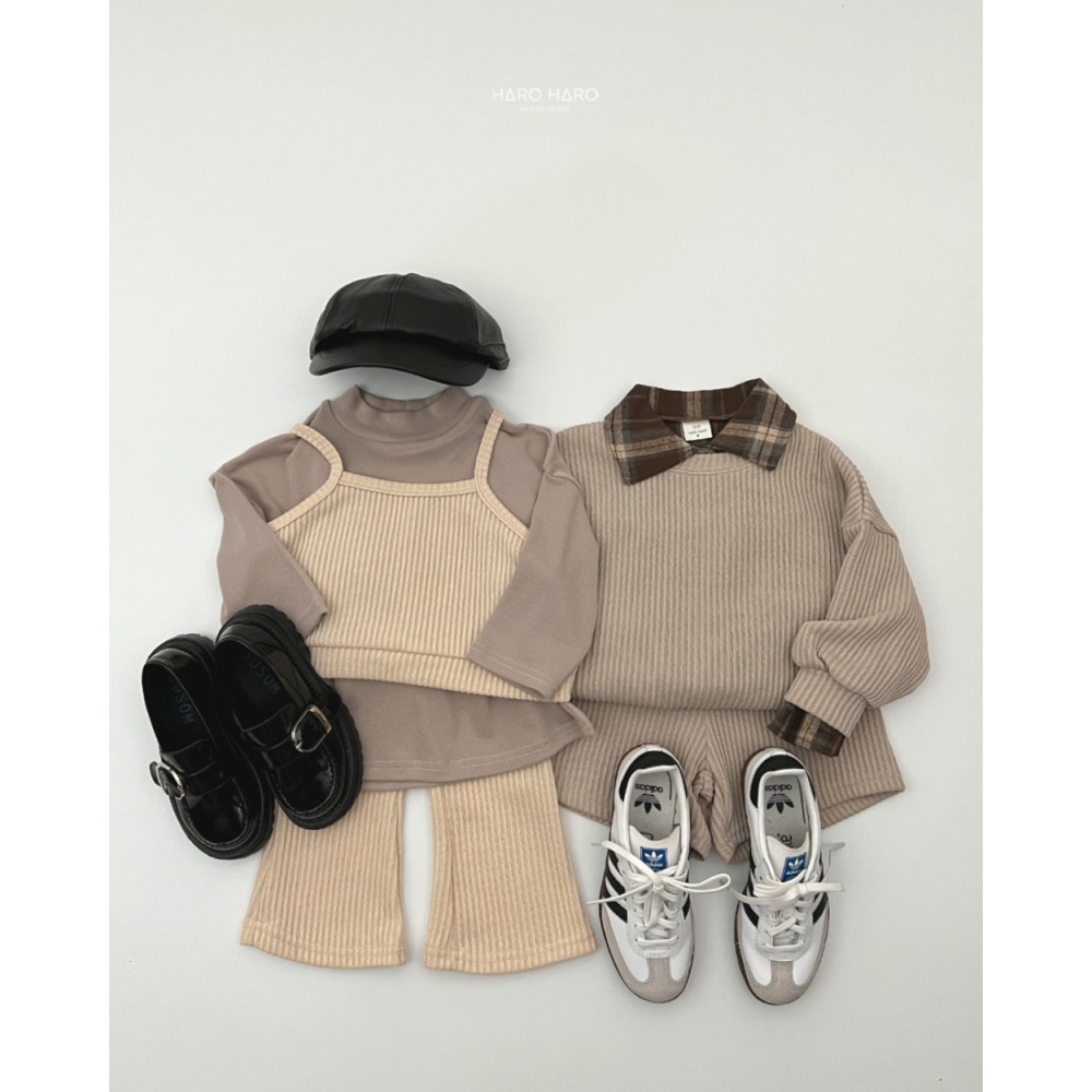 正韓童裝 Haro Haro 秋楓木針織 莫蘭迪坑條紋套裝-細節圖4