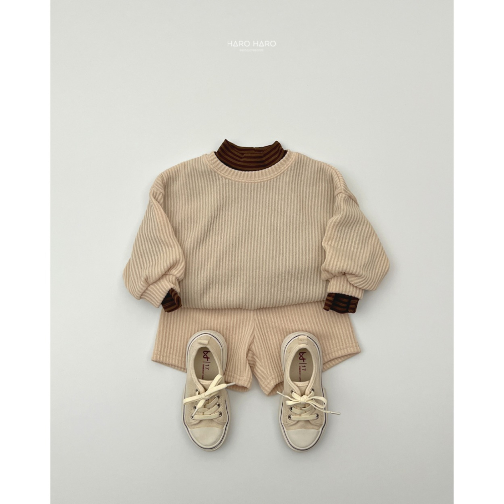 正韓童裝 Haro Haro 秋楓木針織 莫蘭迪坑條紋套裝-細節圖5